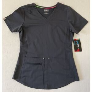 Scrubstar Women’s Scrub Top XS Charcoal Gray Stretch Ultimate V-Neck Medical
